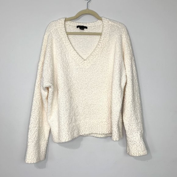 SANCTUARY White Milk Teddy V-Neck‎ Sweater Sz L - Picture 2 of 9